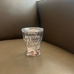 Resting👰‍♀️ Bride Face 💍Clear Shot Glass with Gold Confetti Accents